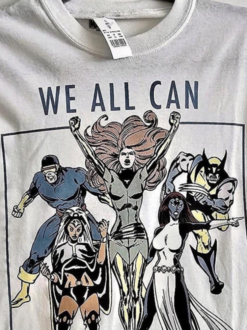 Marvel Men’s White Short Sleeve Tee with Multicolor Superhero Print